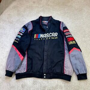 Vintage JH Design NASCAR Jacket Mens 4XL Racing Twill Snap Embroidered Hamilton